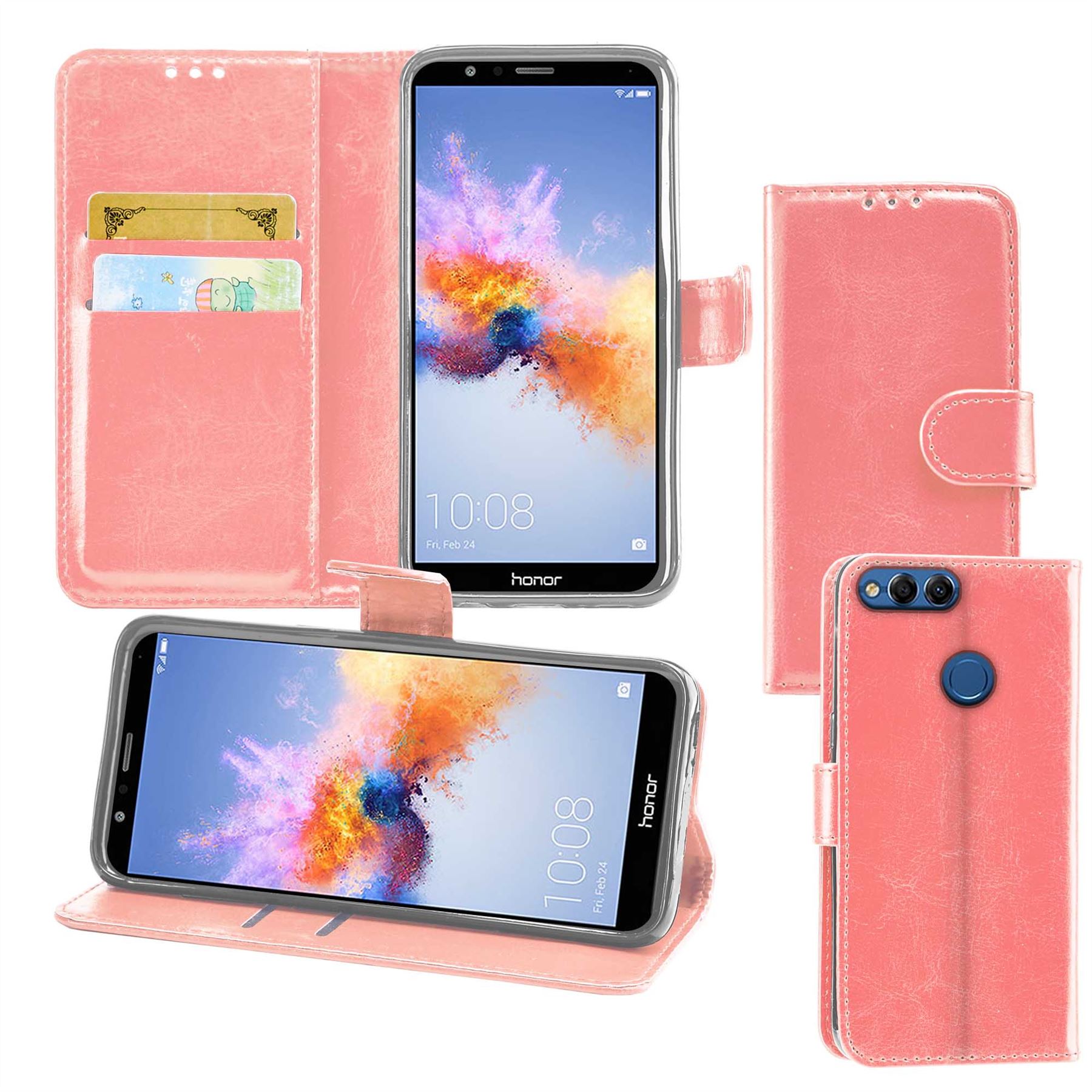 Huawei Honor 7X Premium Leather Wallet Flip Cover Pouch Book - Picture 35 of 35