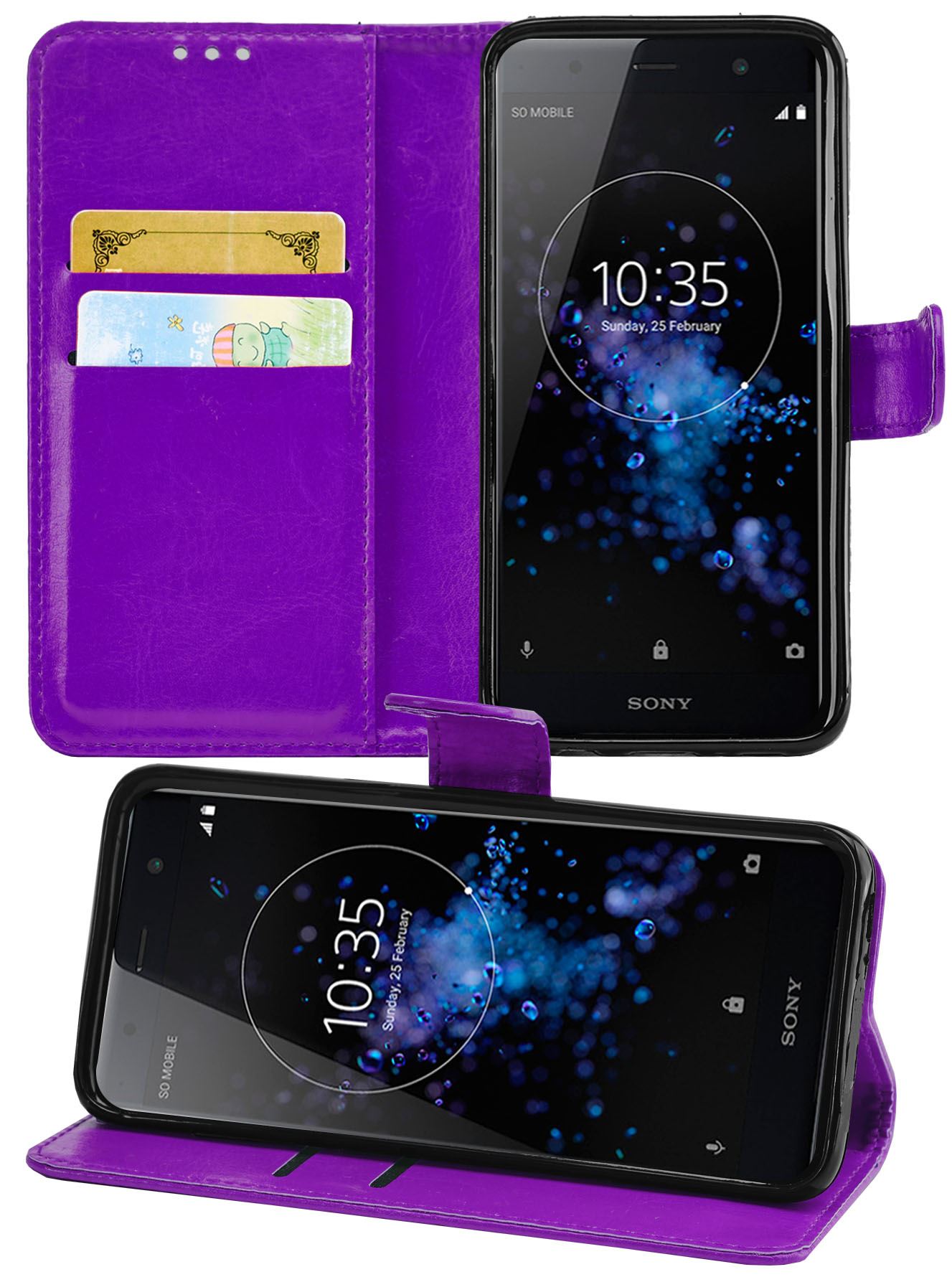 Sony Xperia XZ2 Premium Premium Leather Wallet Flip Cover Pouch Book - Picture 17 of 31