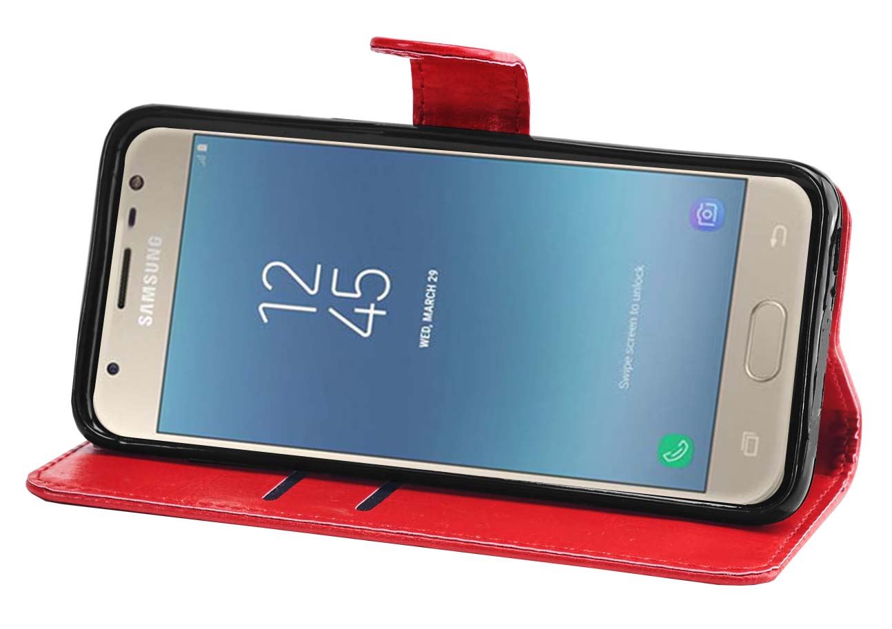 Samsung Galaxy J3 2017 (J330F) Premium Leather Wallet Flip Cover Pouch Book - Picture 55 of 62