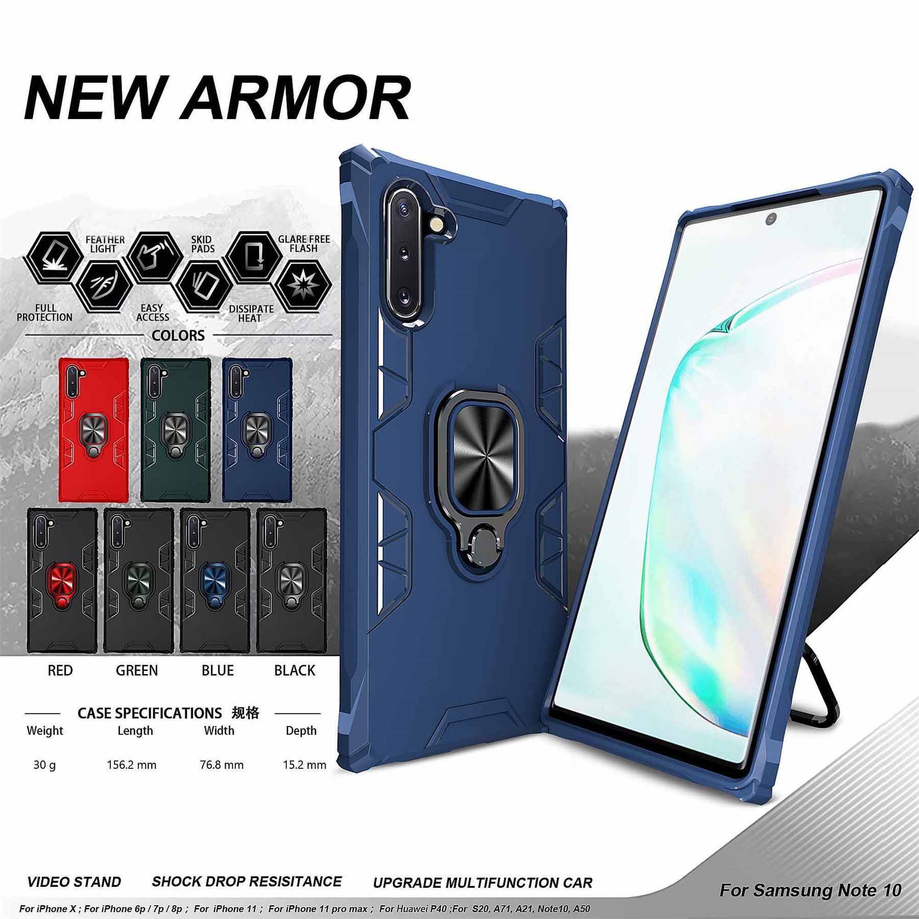Hybrid Armor Case Shockproof Cover Ring Stand Holder For Samsung Galaxy Note 10 - Picture 61 of 90
