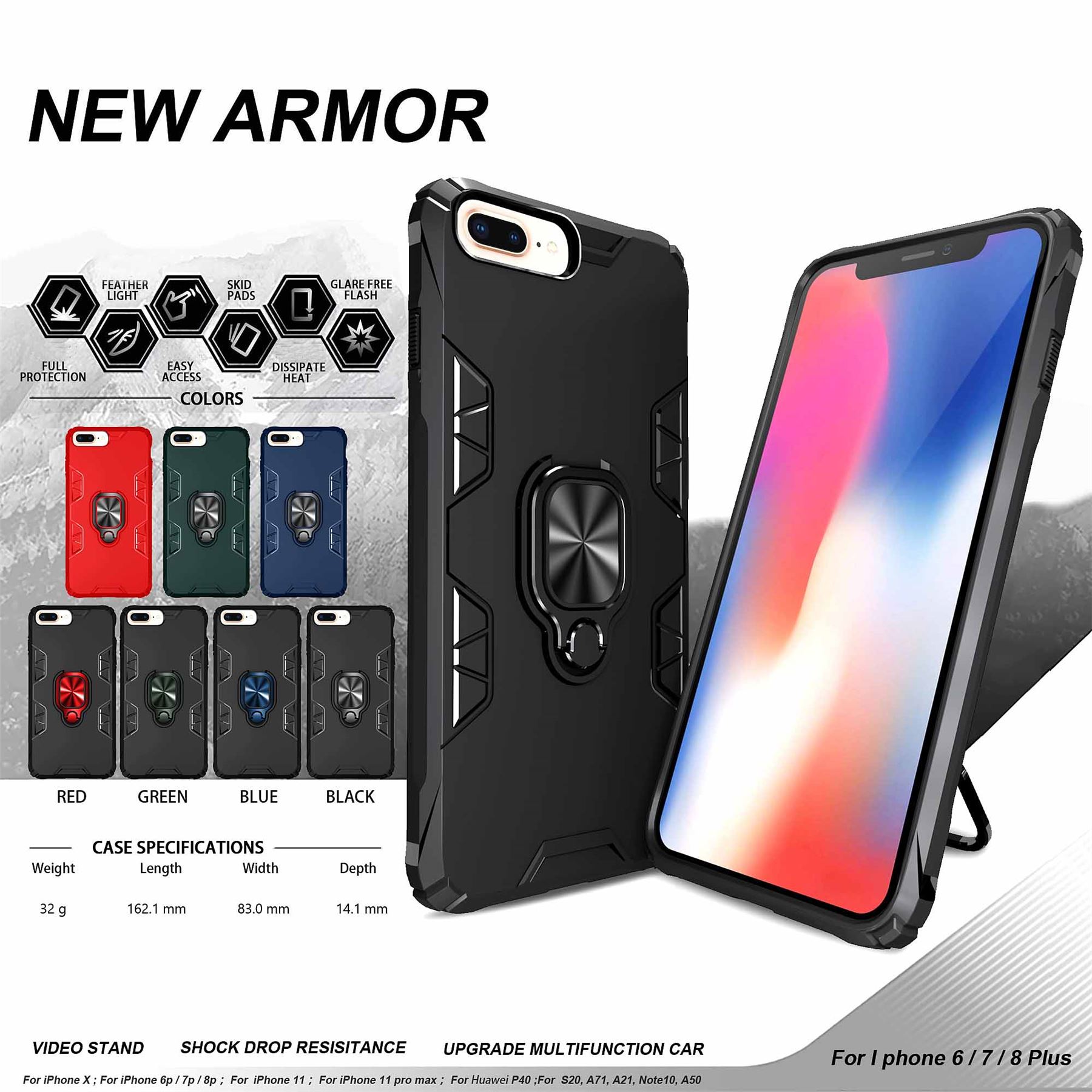 Hybrid Armor Case Shockproof Cover Ring Stand Holder For Apple iPhone SE 2020 - Picture 51 of 90