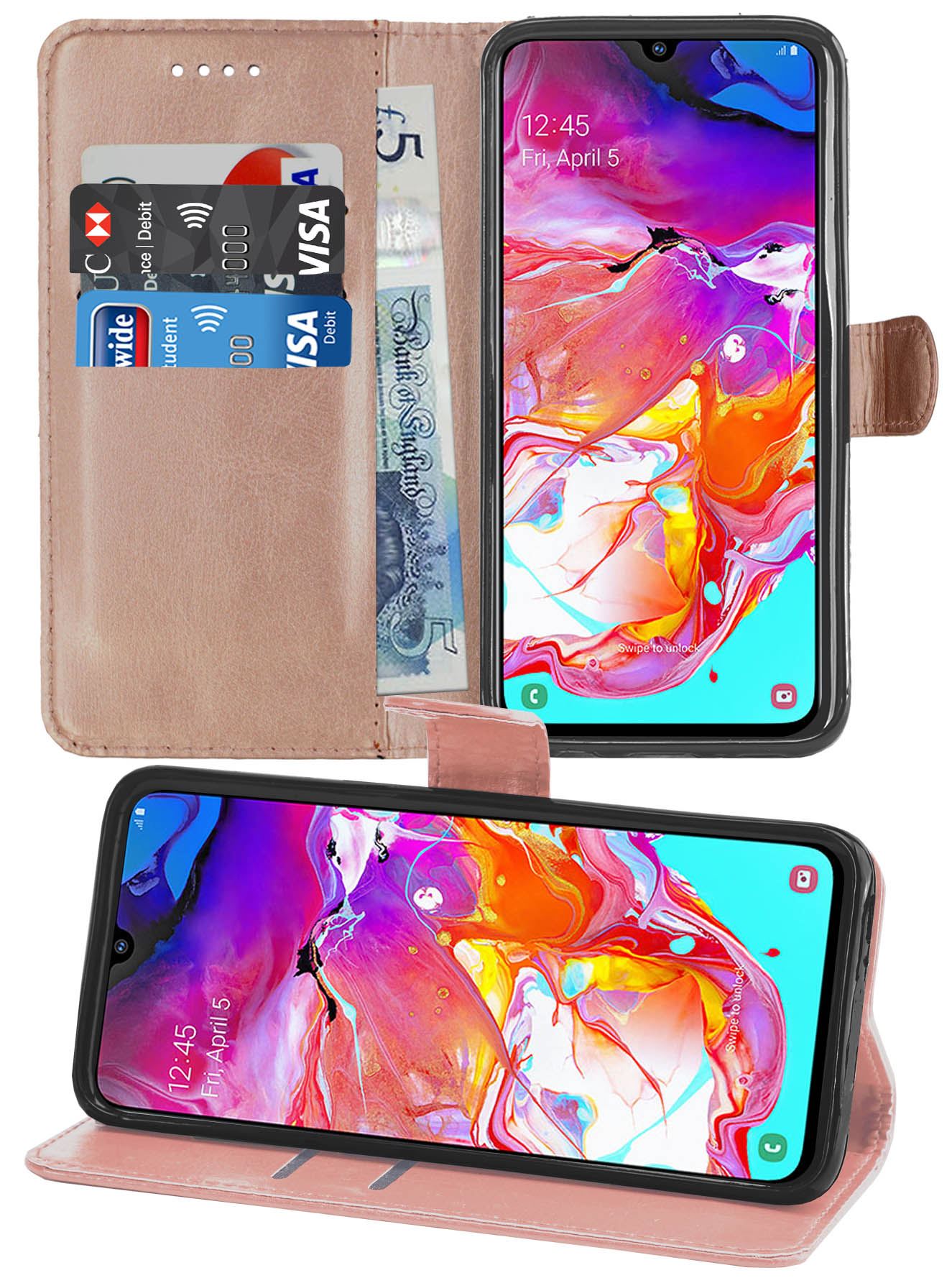 Samsung Galaxy A70 Premium Leather Wallet Flip Cover Pouch Book - Picture 45 of 49