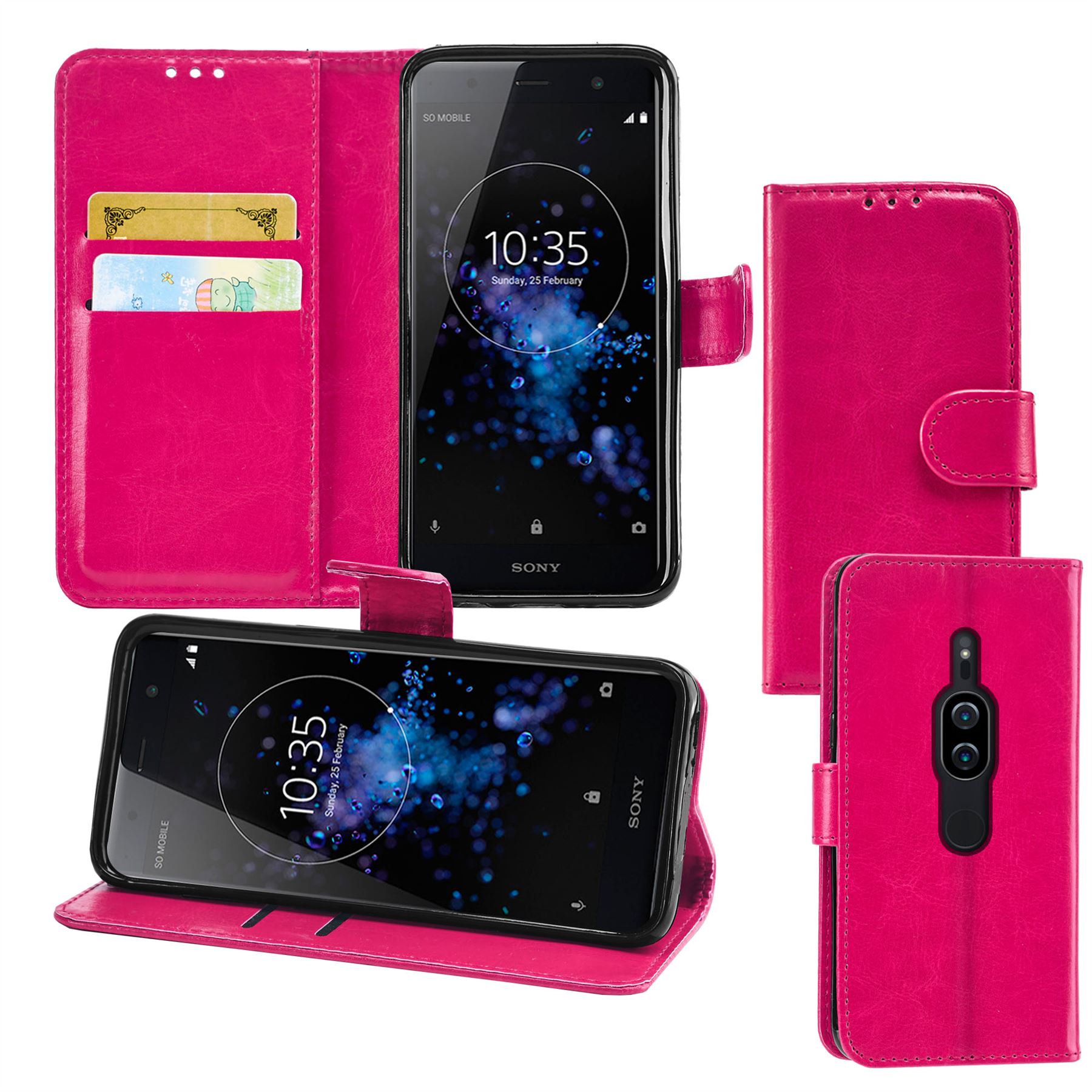 Sony Xperia XZ2 Premium Premium Leather Wallet Flip Cover Pouch Book - Picture 16 of 31