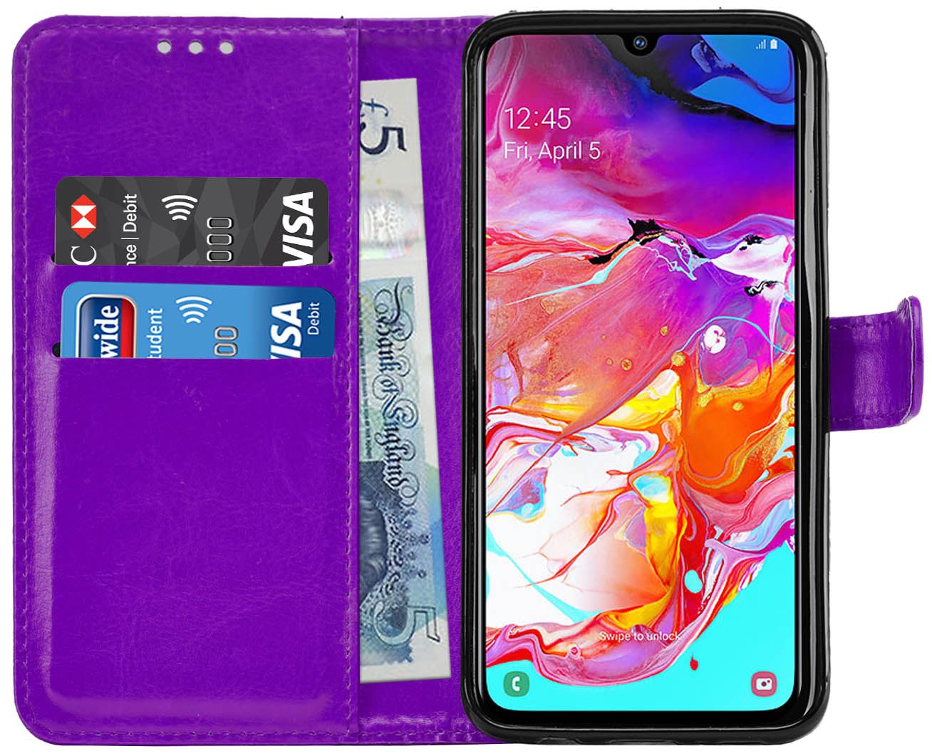 Leather Wallet Flip Cover Pouch Book for Samsung Galaxy A50, M10, M20, M30, A30 - Picture 40 of 62