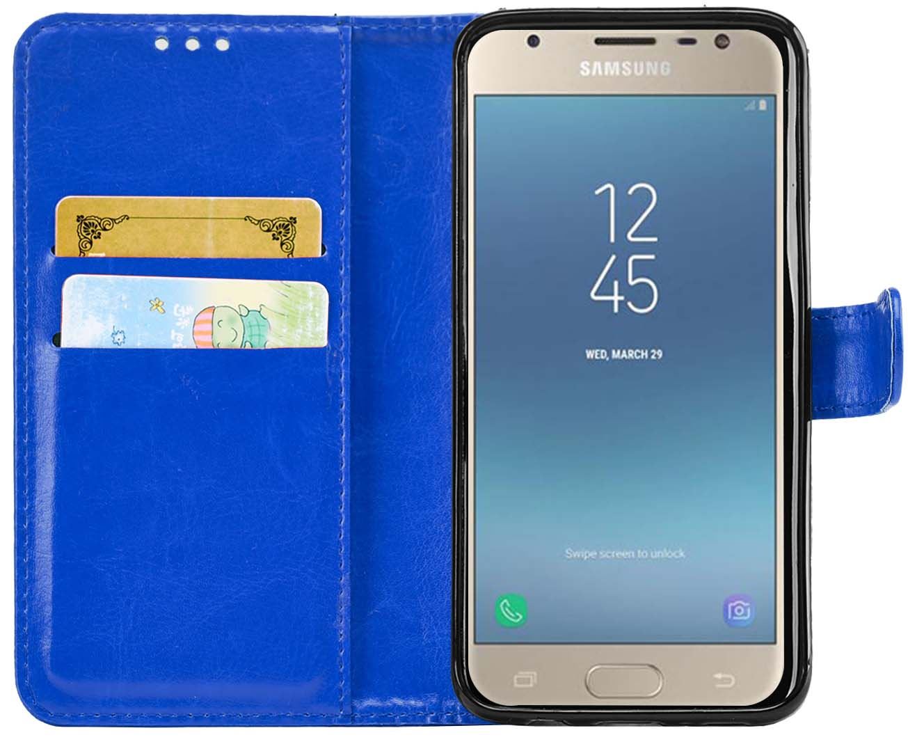 Samsung Galaxy J3 2017 (J330F) Premium Leather Wallet Flip Cover Pouch Book - Picture 22 of 62