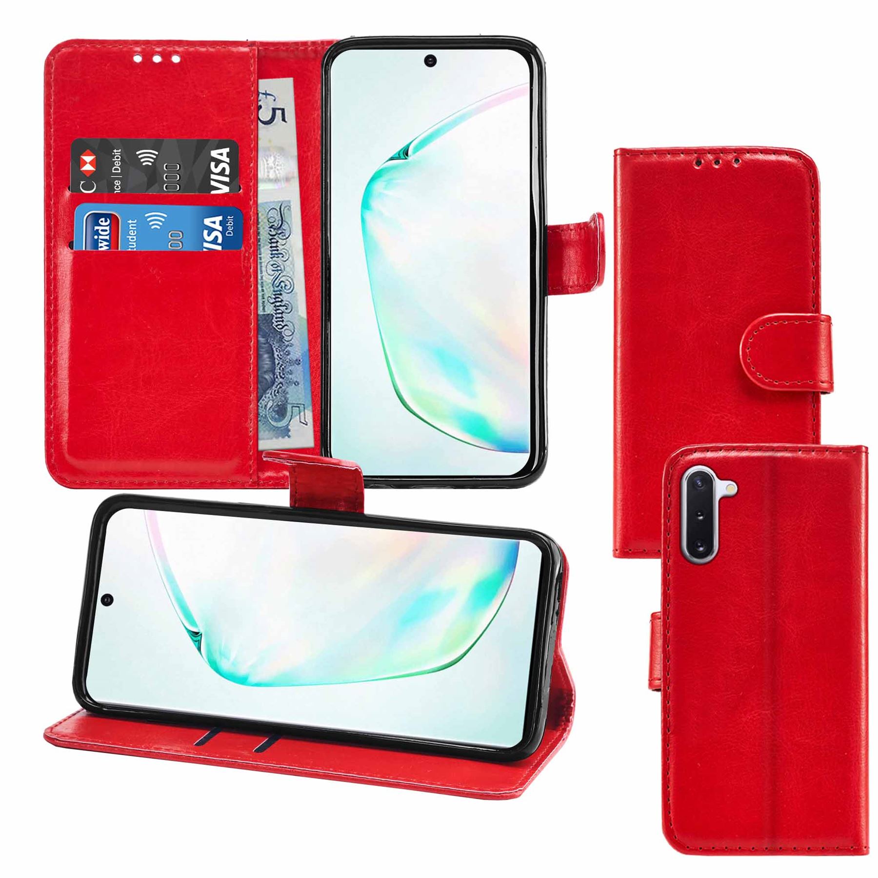 Samsung Galaxy Note 10 Premium Leather Wallet Flip Cover Pouch Book - Picture 49 of 56