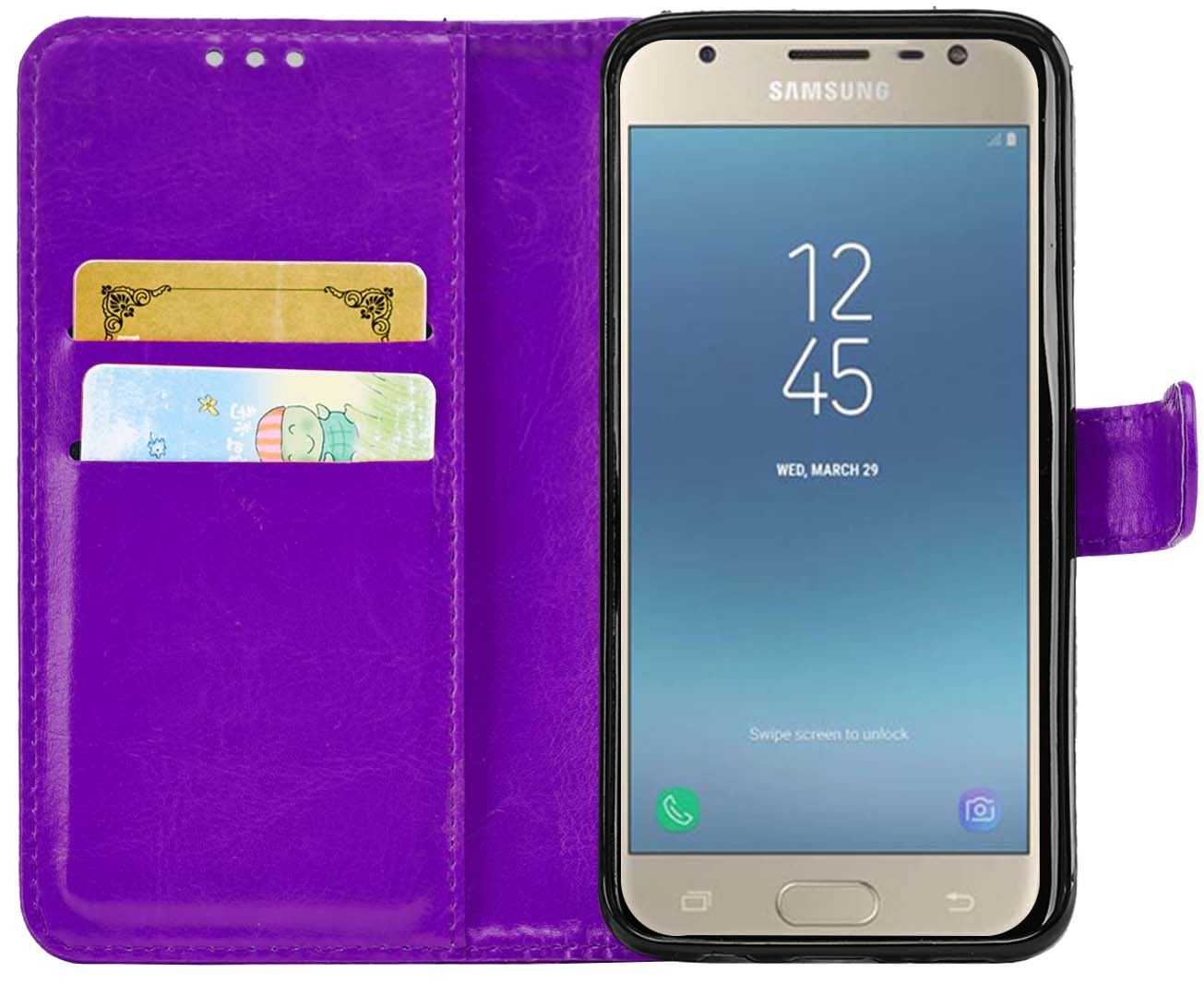 Samsung Galaxy J3 2017 (J330F) Premium Leather Wallet Flip Cover Pouch Book - Picture 46 of 62