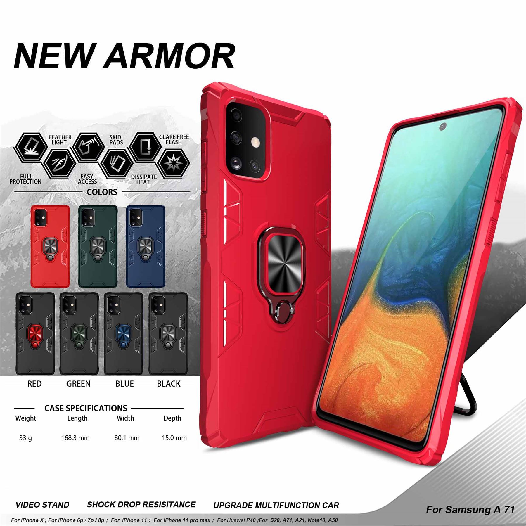 Armor Case Shockproof Cover Ring Stand Holder Samsung Galaxy A81 Note 10 Lite - Picture 81 of 90