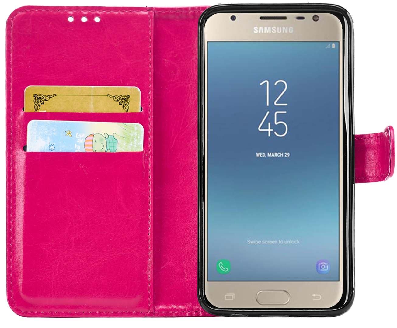 Samsung Galaxy J3 2017 (J330F) Premium Leather Wallet Flip Cover Pouch Book - Picture 38 of 62