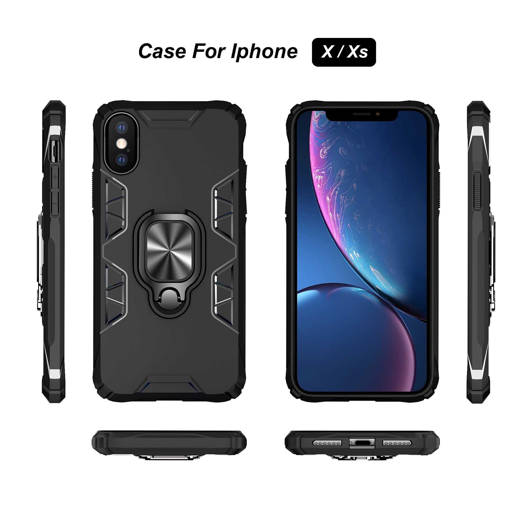 Hybrid Armor Case Shockproof Cover Ring Stand Holder For Apple iPhone XR - Picture 83 of 90