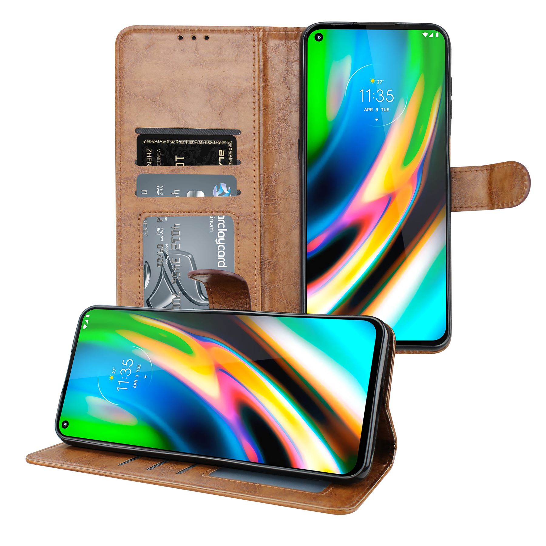Photo ID Wallet Flip Folio Leather Phone Case Cover for Motorola Moto G9 Plus - Picture 3 of 3