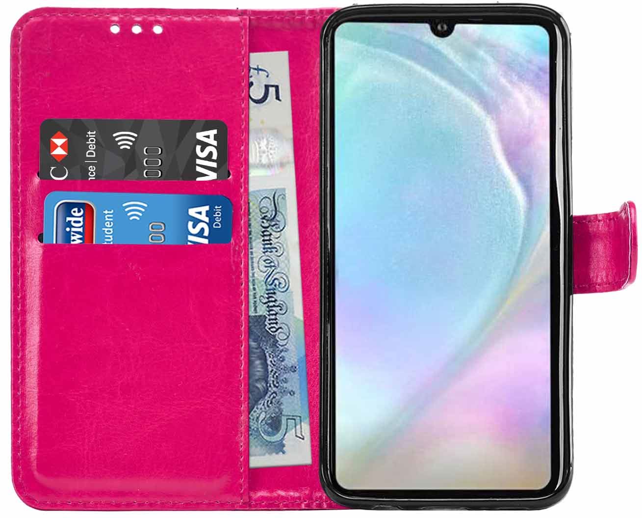 Huawei P30 Premium Leather Wallet Flip Cover Pouch Book - Picture 16 of 39