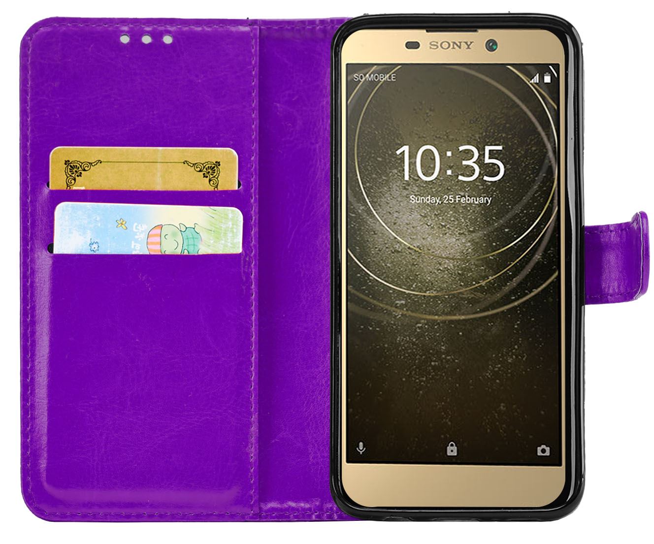 Sony Xperia L2 Premium Leather Wallet Flip Cover Pouch Book - Picture 18 of 23