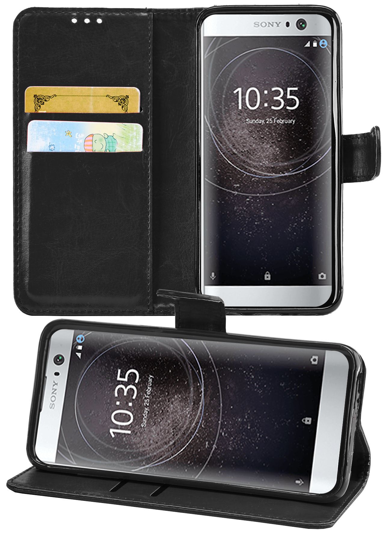 Sony Xperia XA2 Premium Leather Wallet Flip Cover Pouch Book - Picture 5 of 24