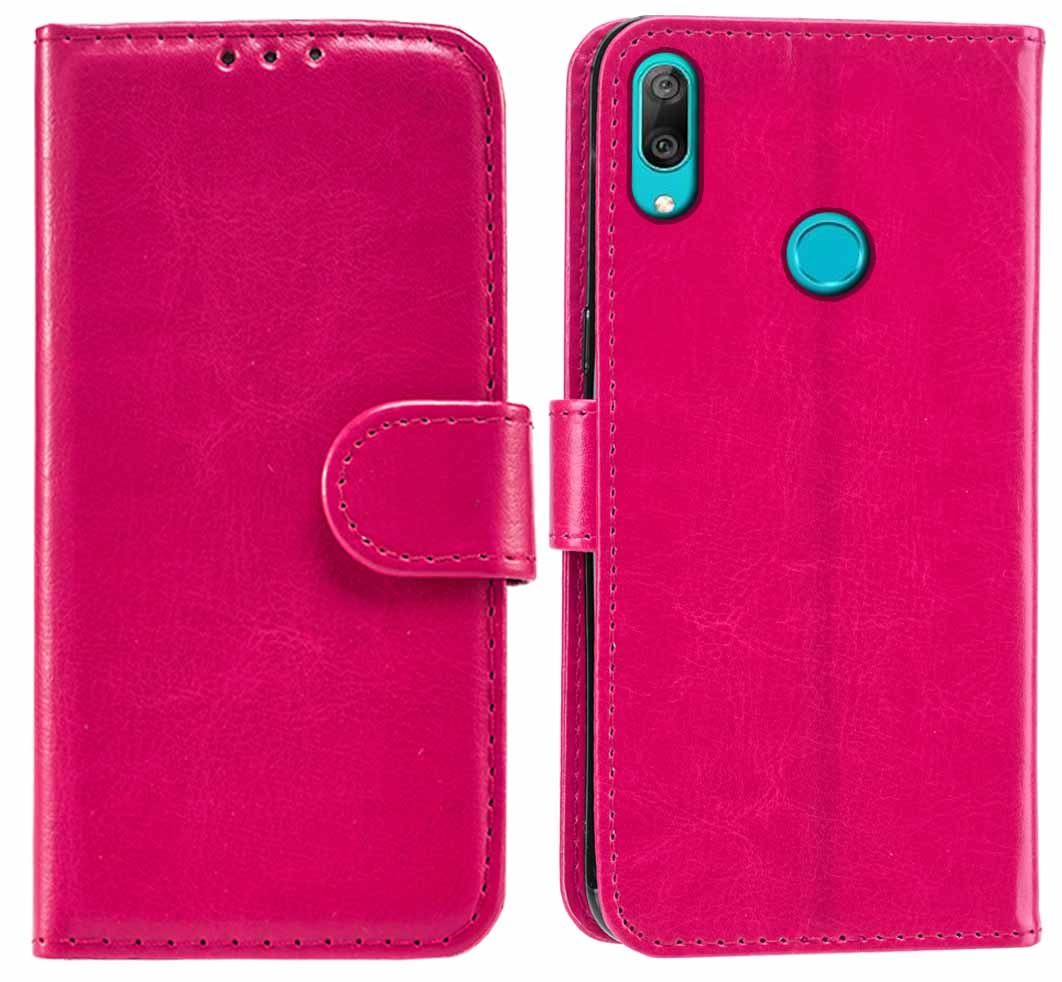 Huawei Y7 2019 Premium Leather Wallet Flip Cover Pouch Book - Picture 23 of 49