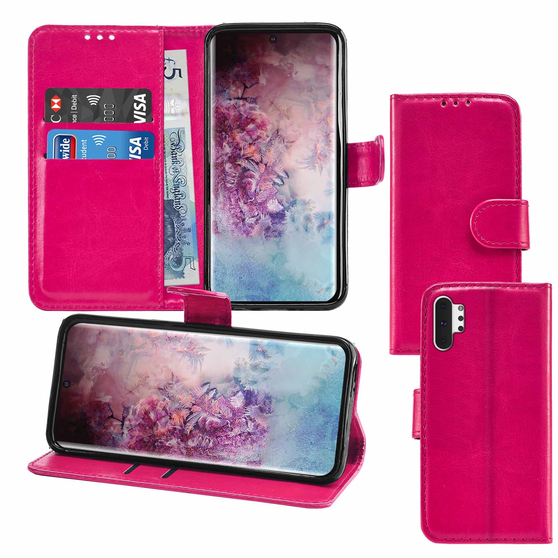 Samsung Galaxy Note 10 Pro Premium Leather Wallet Flip Cover Pouch Book - Picture 34 of 55
