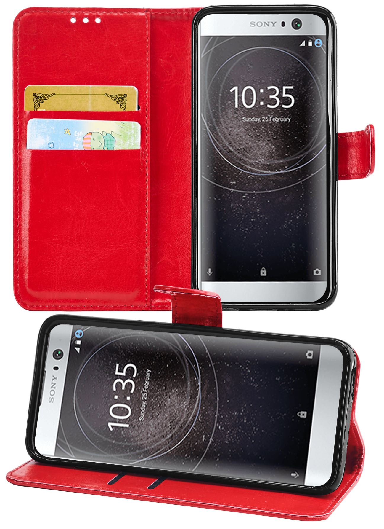 Sony Xperia XA2 Premium Leather Wallet Flip Cover Pouch Book - Picture 21 of 24