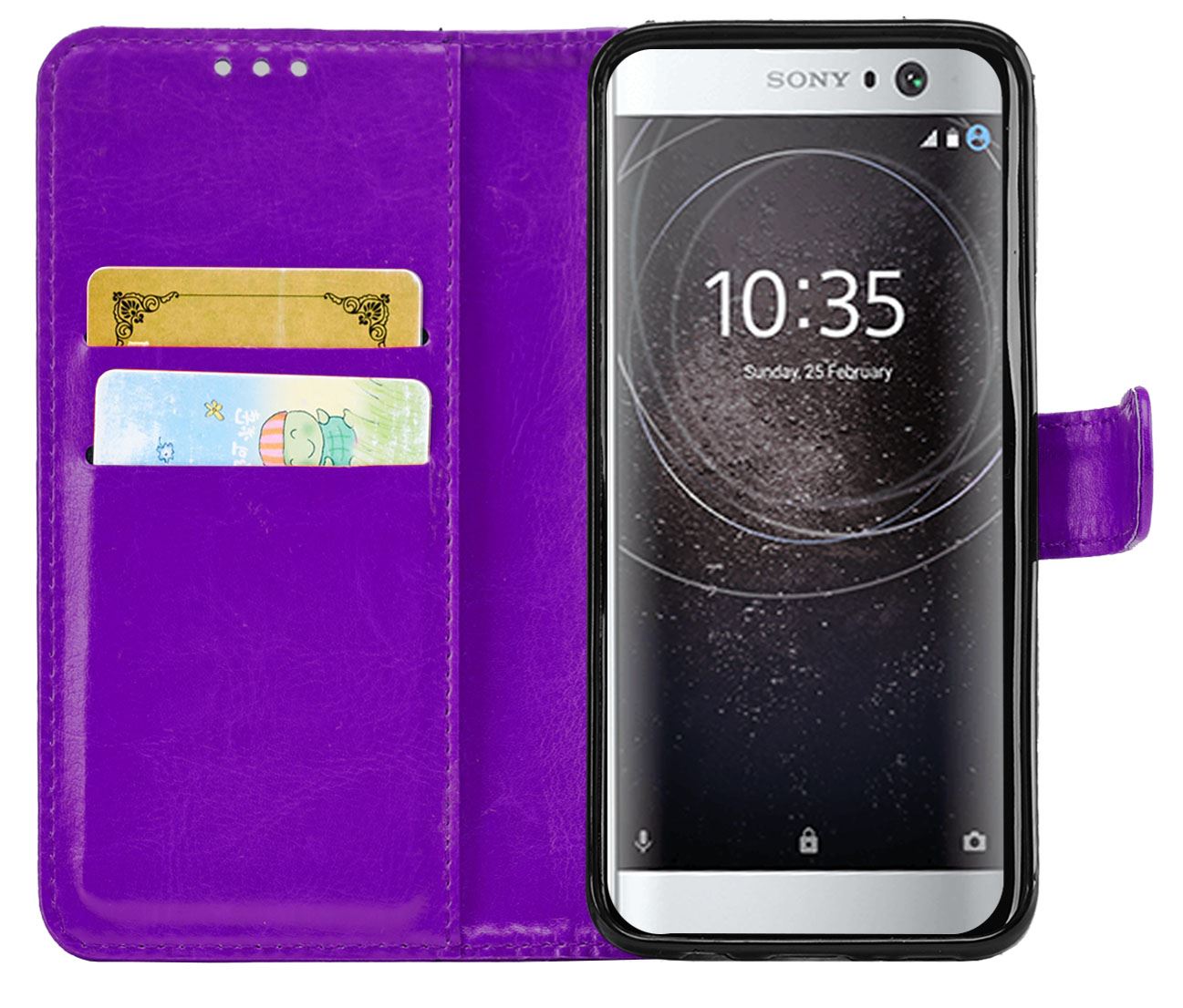 Sony Xperia XA2 Premium Leather Wallet Flip Cover Pouch Book - Picture 19 of 24