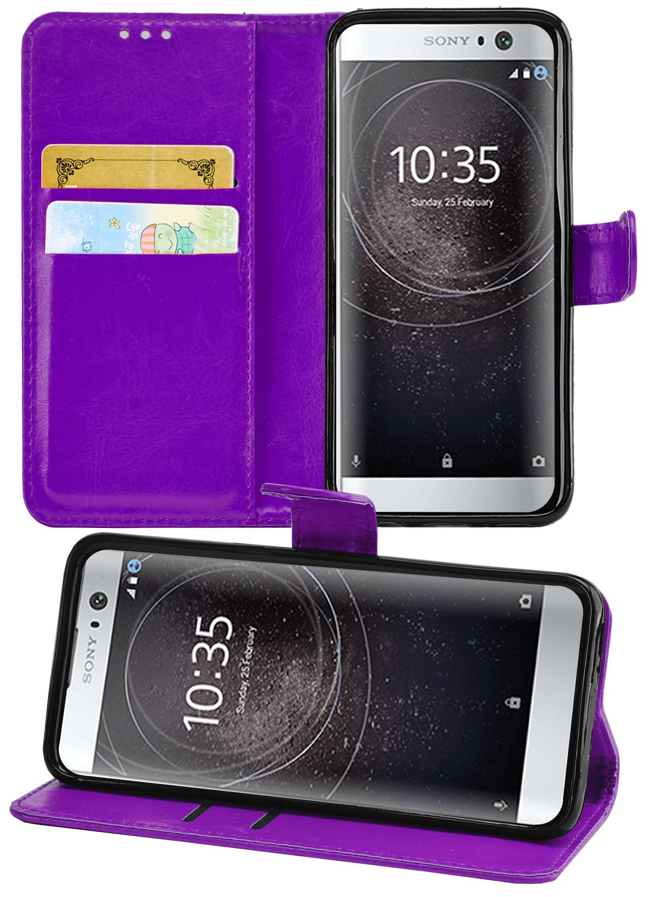 Sony Xperia XA2 Premium Leather Wallet Flip Cover Pouch Book - Picture 17 of 24