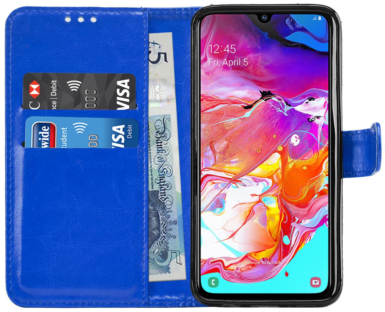Samsung Galaxy A70 Premium Leather Wallet Flip Cover Pouch Book - Picture 15 of 49