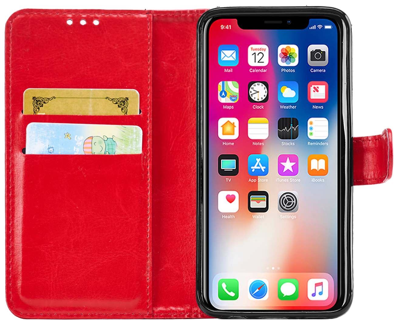 iPhone X Premium Leather Wallet Flip Cover Pouch Book - Picture 45 of 54