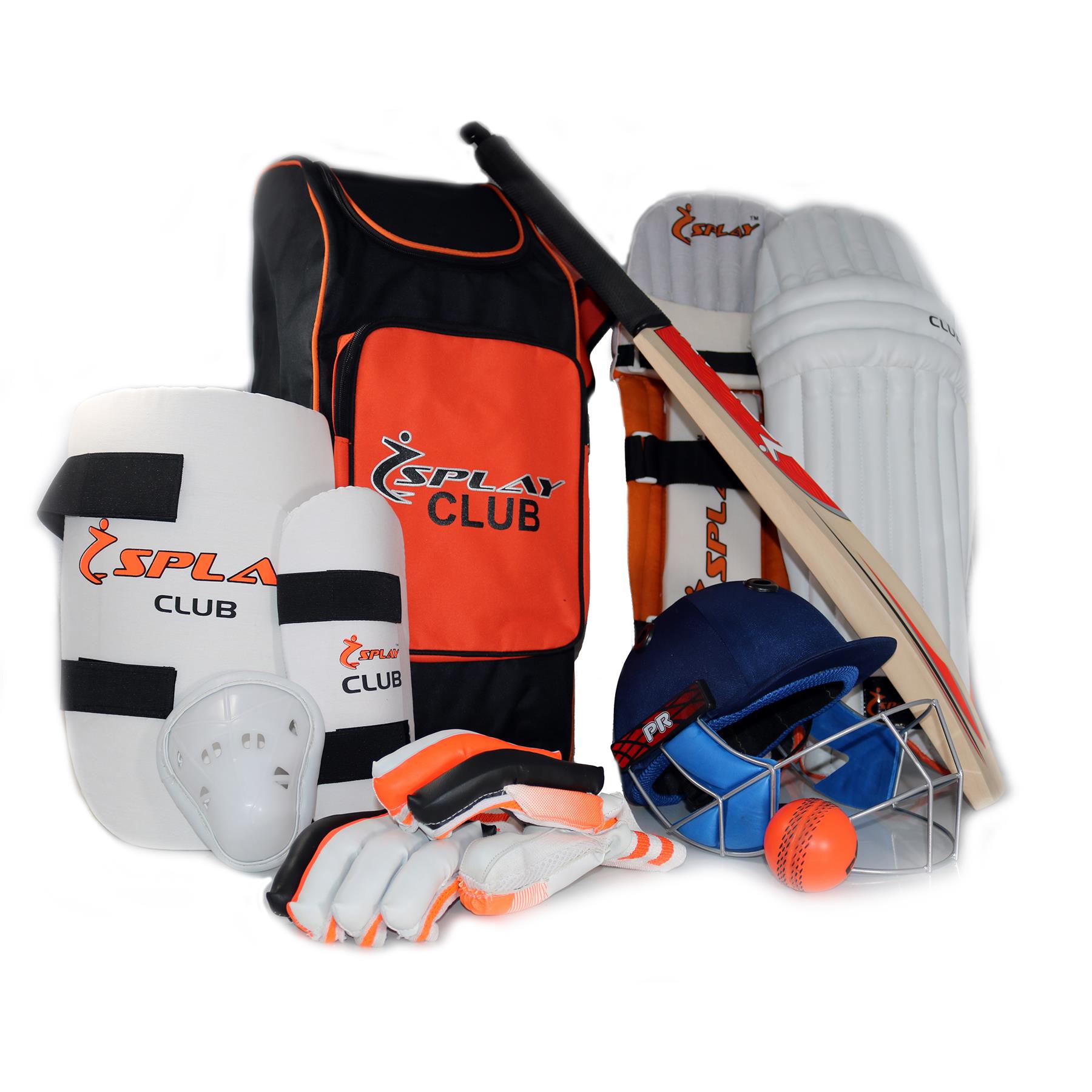 Splay Club Cricket Kit adult complete set Bat ball pads gloves helmet