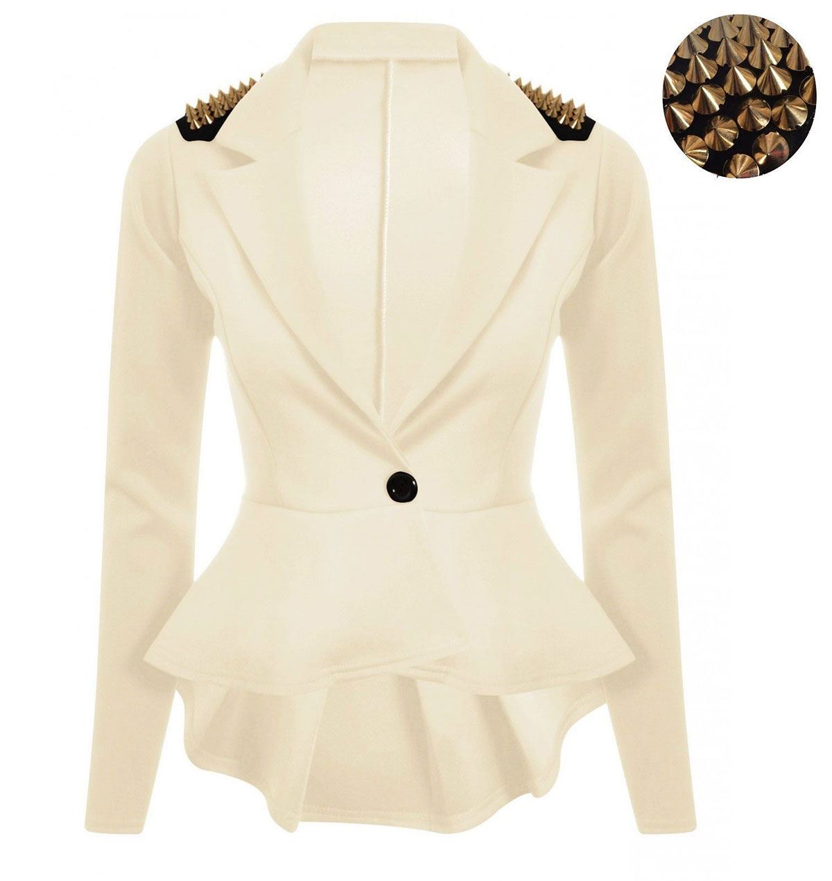 Ladies Spike Studded Peplum Blazer 