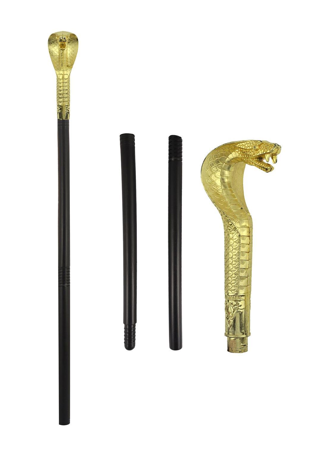 Mens Stick Pimp, Snake Scepter Cane with Gold Top Novelty Party Outfit