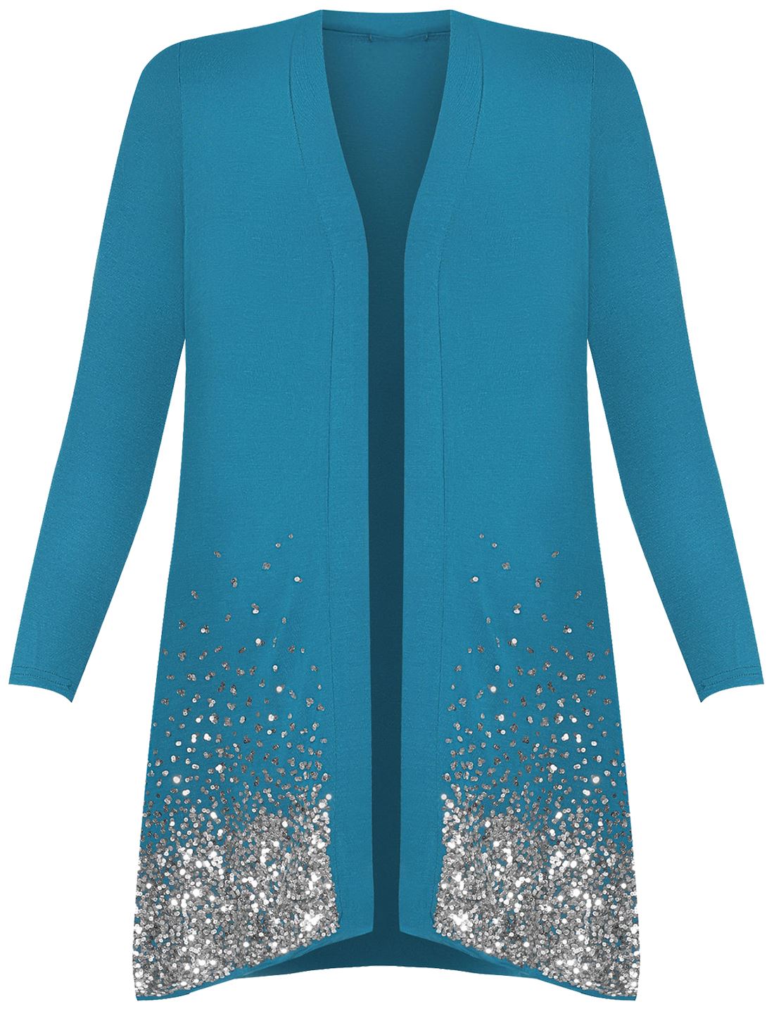 Ladies Christmas Sparkle Sequin Open Front Long Sleeve Top Plus Size Cardigan | eBay
