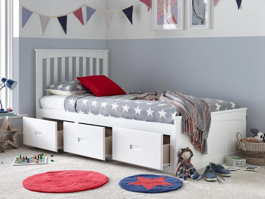 White, Childrens 3ft Single 3 drawer storage wood,wooden, drawers bed frame - Picture 5 of 10