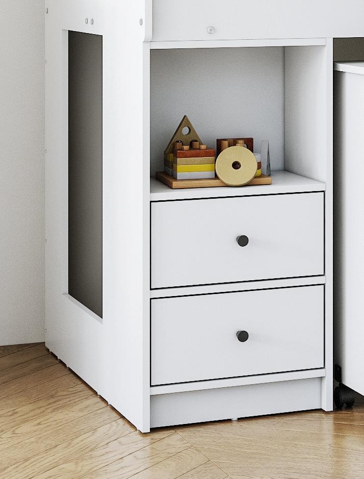 White,grey,Oak Wood Finish Mid Sleeper Kids Bunk Bed,Desk,Drawers,Shelf,Storage - Picture 11 of 22
