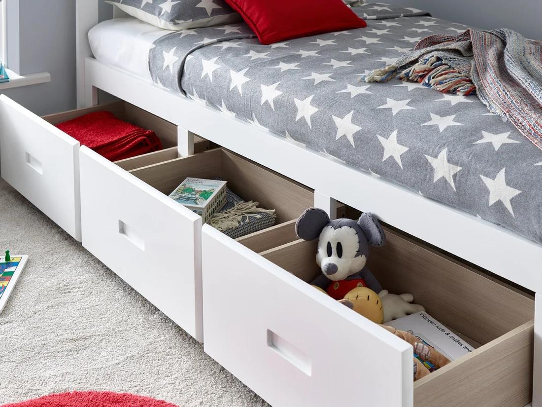White, Childrens 3ft Single 3 drawer storage wood,wooden, drawers bed frame - Picture 7 of 10