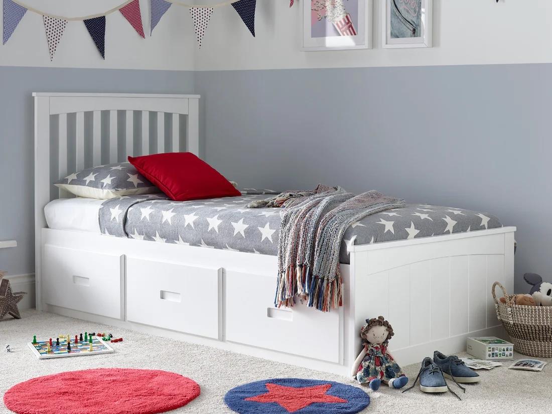 White, Childrens 3ft Single 3 drawer storage wood,wooden, drawers bed frame - Picture 6 of 10