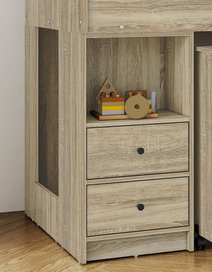 White,grey,Oak Wood Finish Mid Sleeper Kids Bunk Bed,Desk,Drawers,Shelf,Storage - Picture 19 of 22