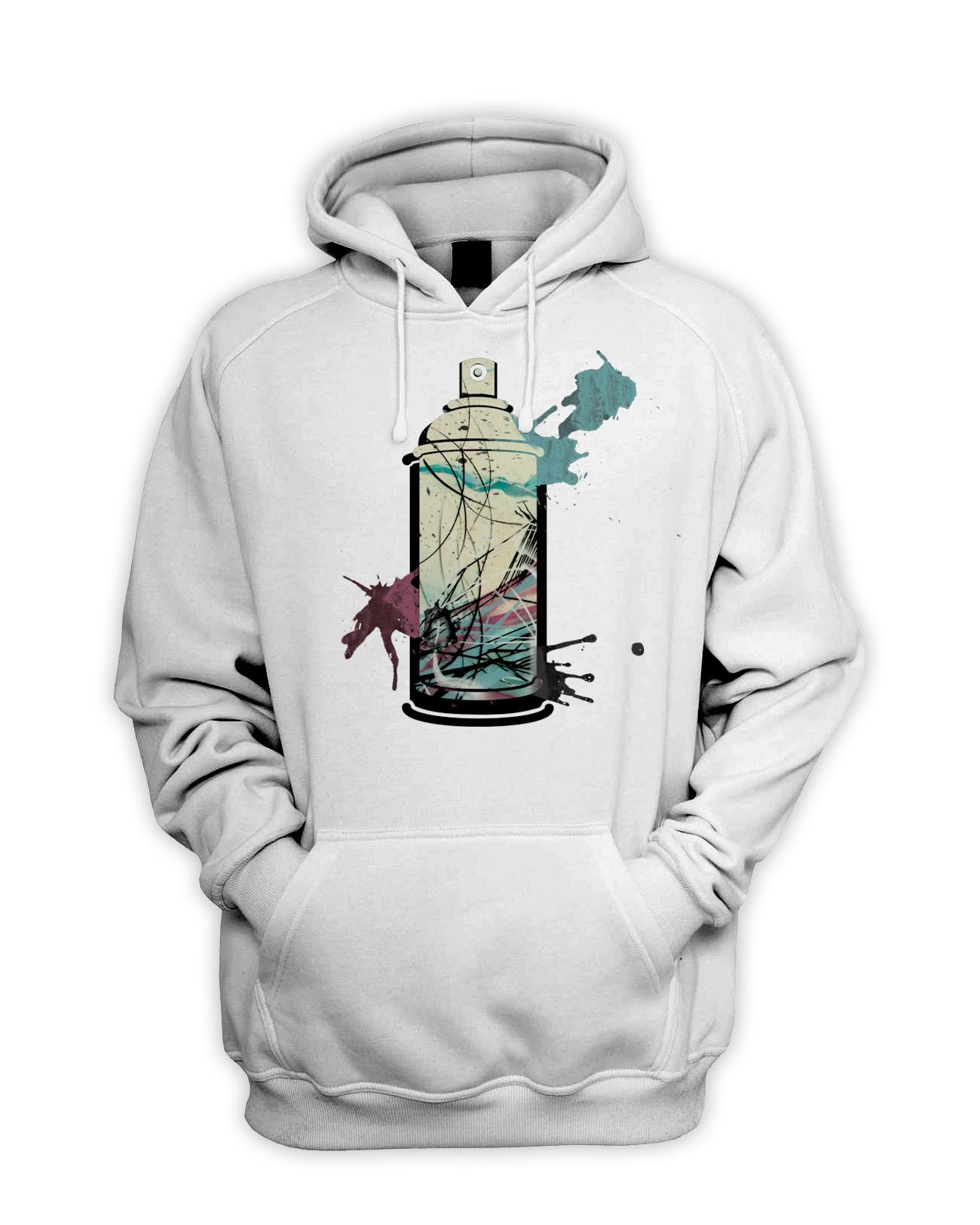 Graffiti Spray Can Men's Hoodie - Hooded Sweatshirt T-Shirt - Picture 3 of 3
