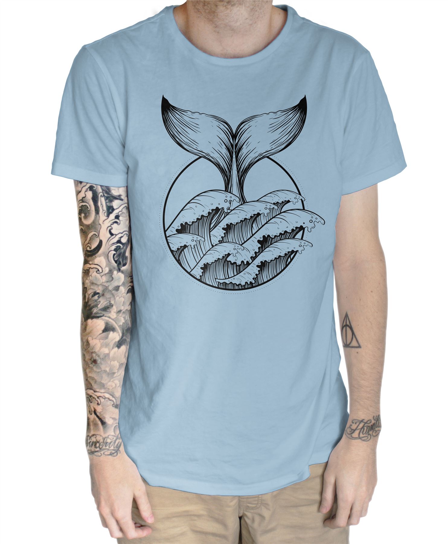 Whale Tail Tattoo Hipster Large Print Men S T Shirt Ebay