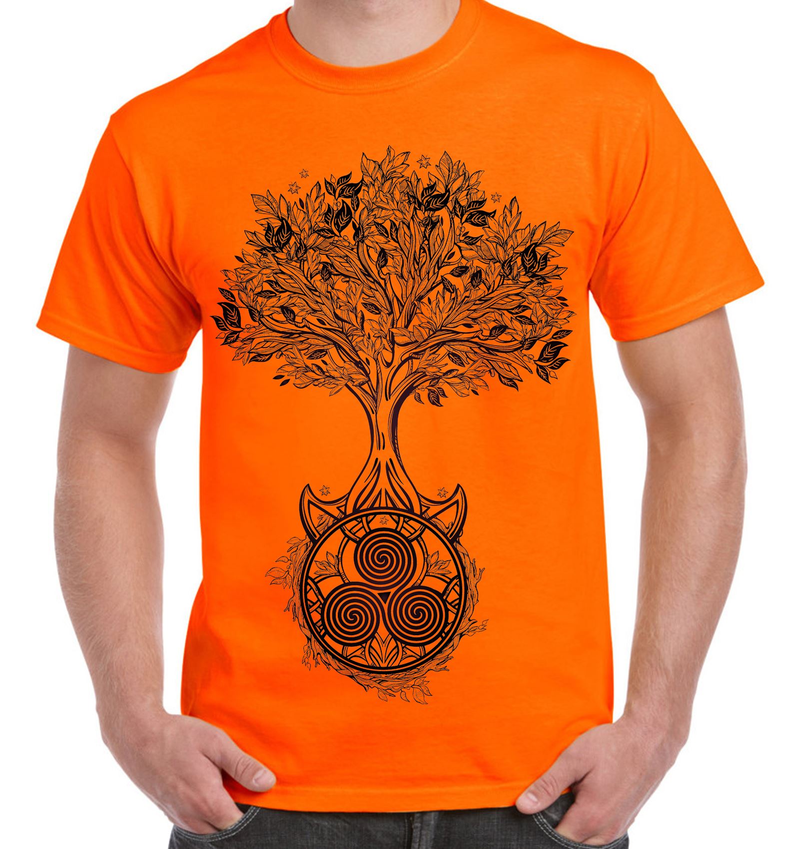 Celtic Spiral Tree of Life Large Print Men's T-Shirt - Druid Wicca Pagan - Picture 5 of 7