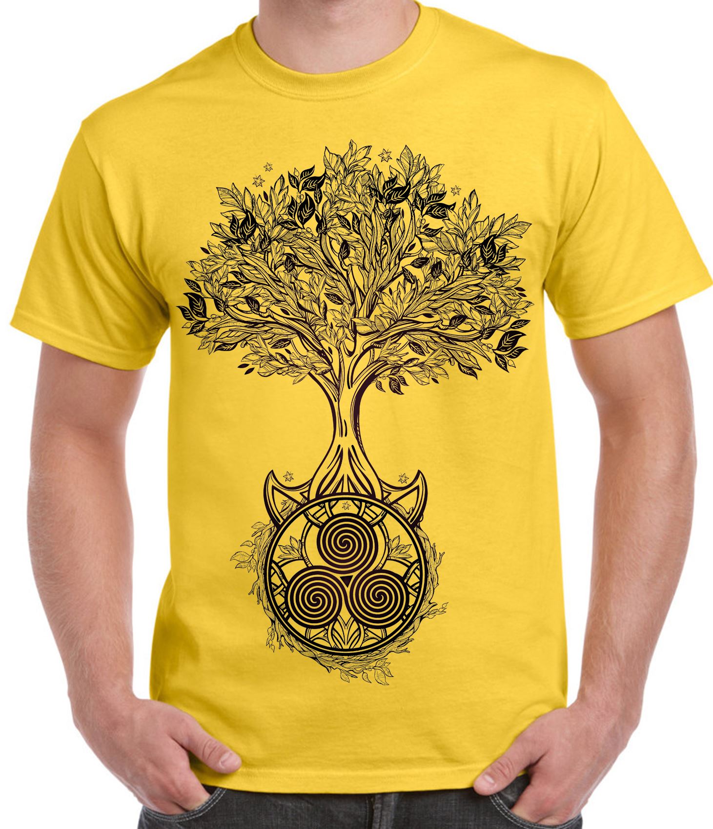 Celtic Spiral Tree of Life Large Print Men's T-Shirt - Druid Wicca Pagan - Picture 2 of 7
