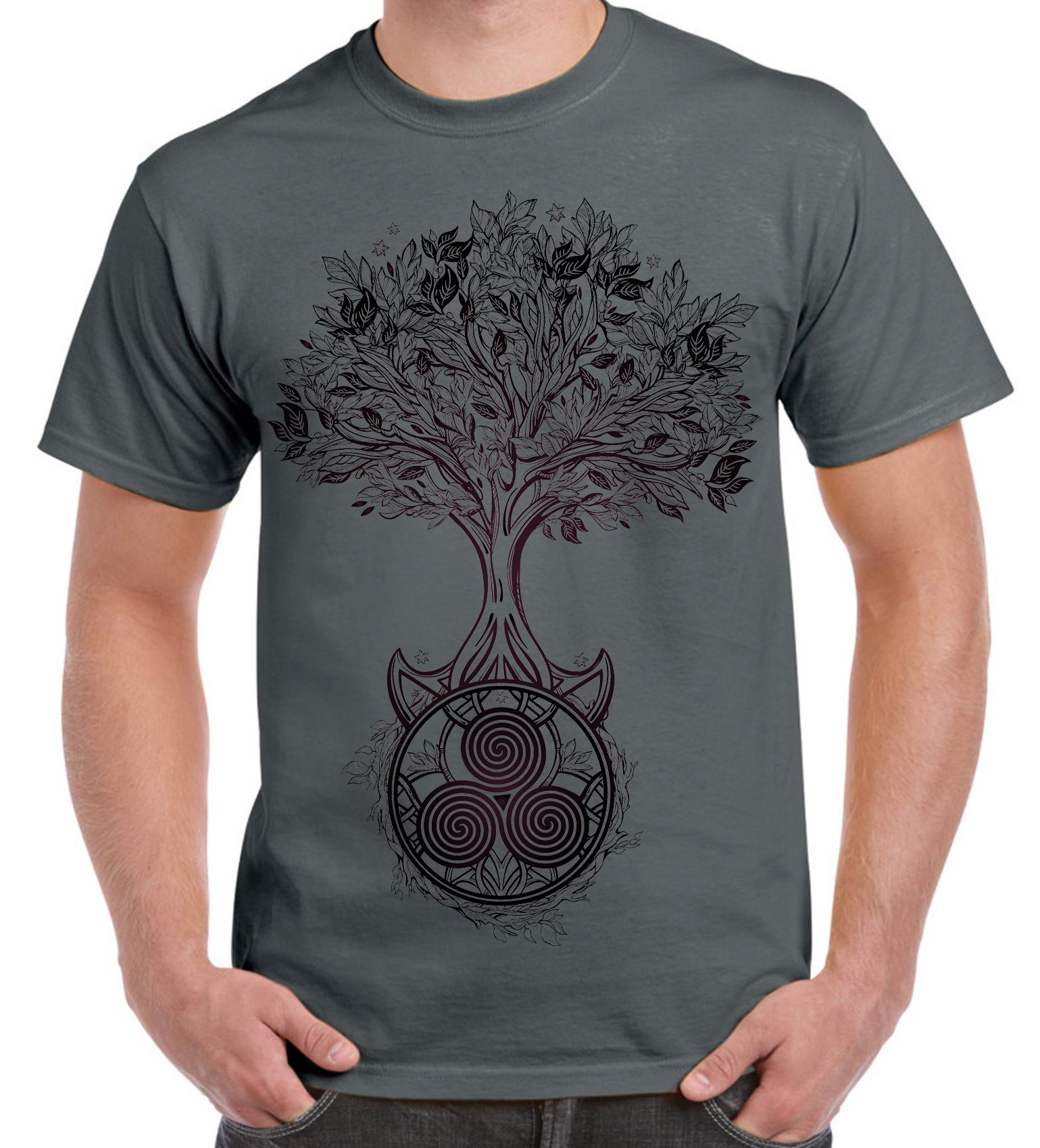 Celtic Spiral Tree of Life Large Print Men's T-Shirt - Druid Wicca Pagan - Picture 4 of 7