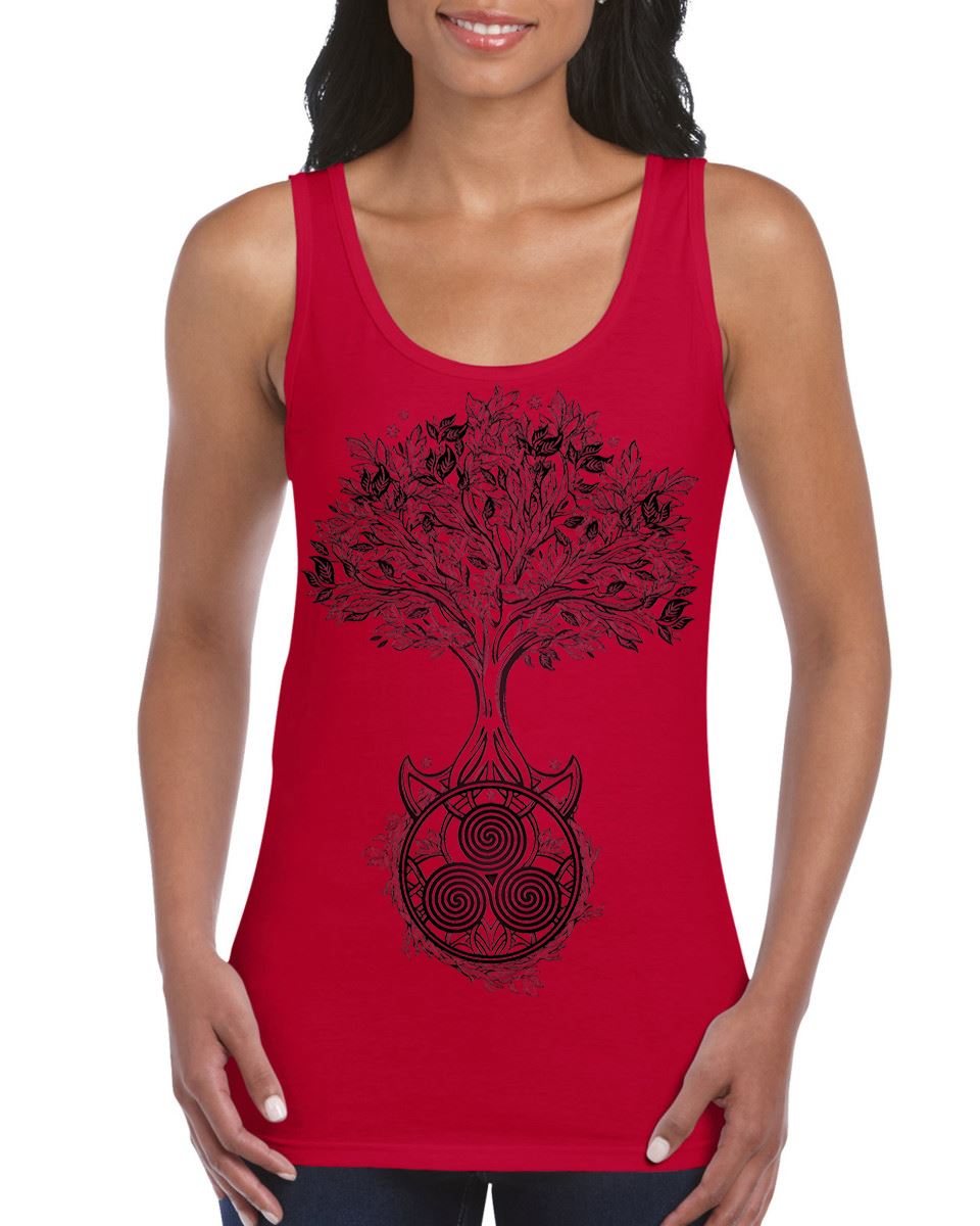 Celtic Spiral Tree of Life Women's Vest Tank Top - Druid Wicca Pagan - Picture 2 of 4