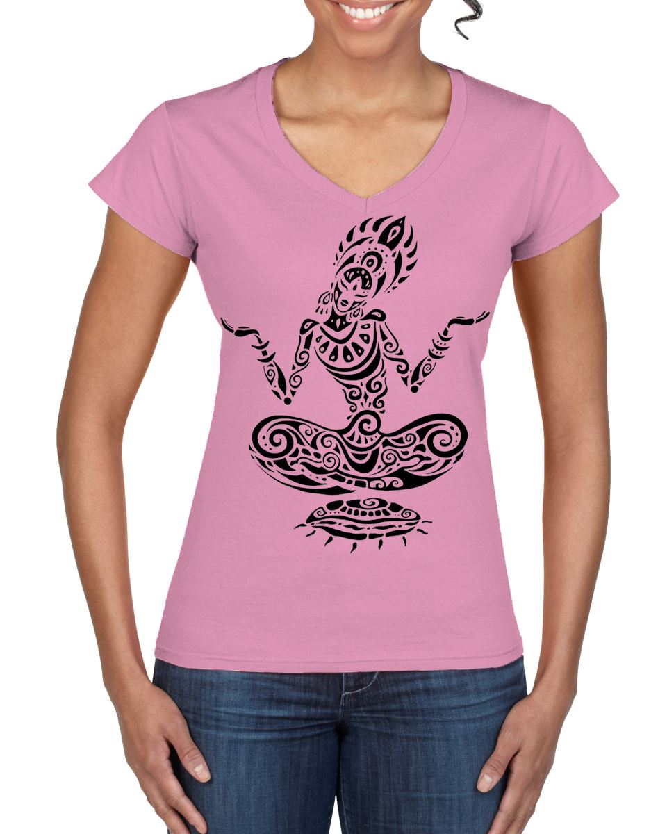 Meditataion Tribal Yoga Lotus Pose Tattoo Large Print Women/'s T-Shirt Dress