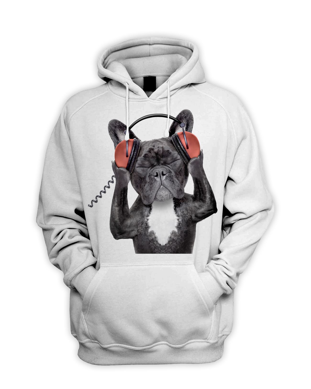 Small Hoodie French Bulldog Unisex Graphic Pocket Hoodie