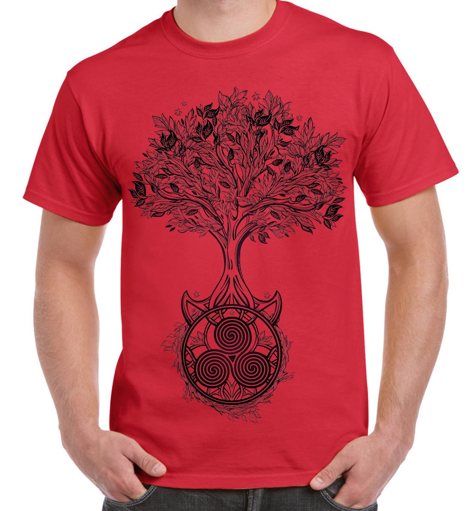 Druid Wicca Pagan Celtic Spiral Tree of Life Large Print Men/'s T-Shirt