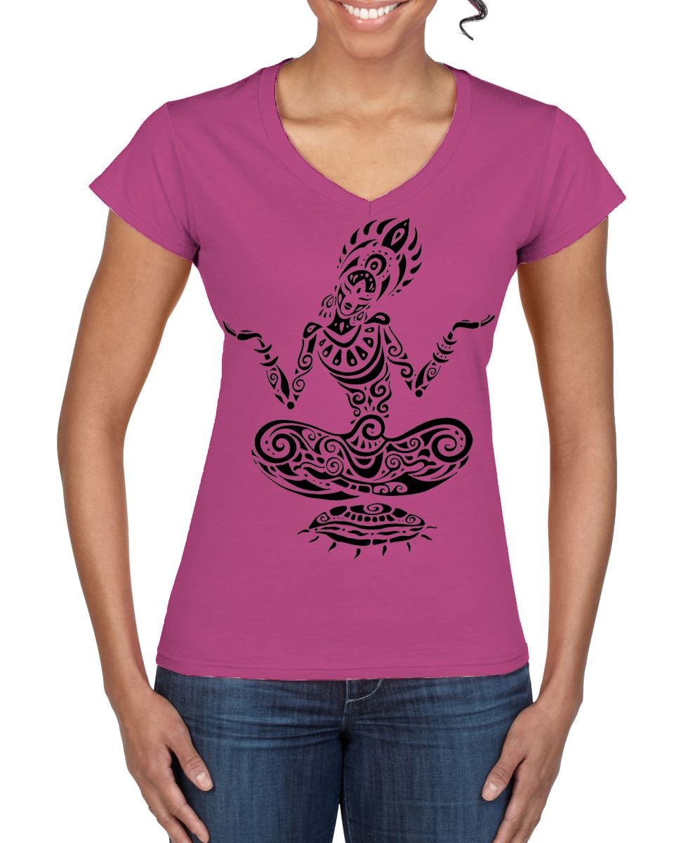 Meditataion Tribal Yoga Lotus Pose Tattoo Large Print Women/'s T-Shirt Dress