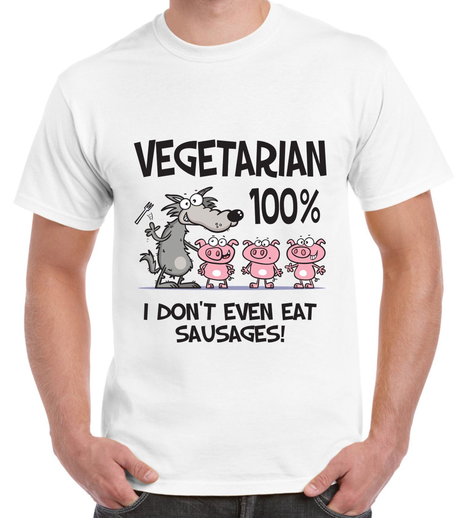 Vegetarian Big Bad Wolf Men's TShirt Vegan Gift Present eBay
