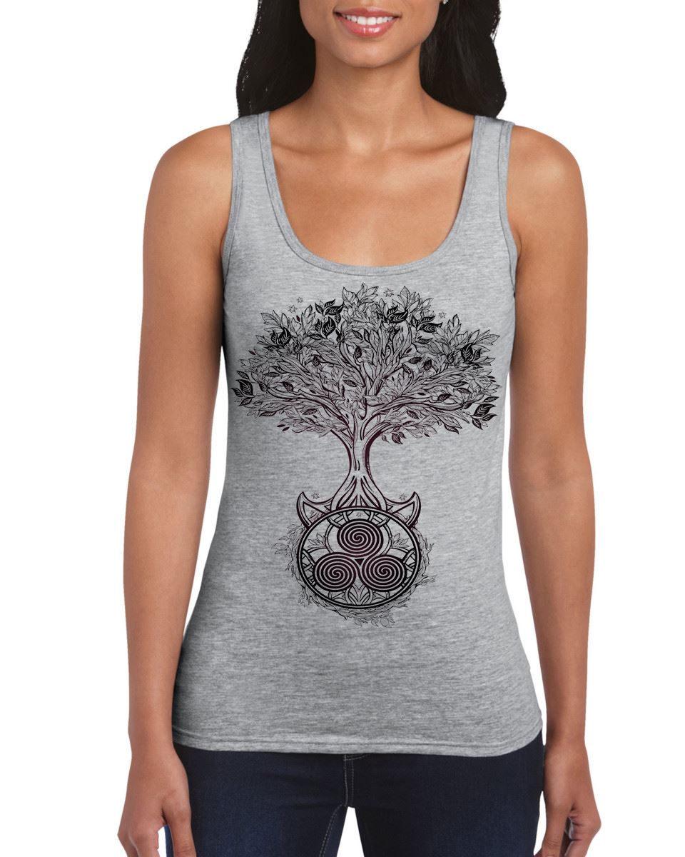 Celtic Spiral Tree of Life Women's Vest Tank Top - Druid Wicca Pagan - Picture 3 of 4
