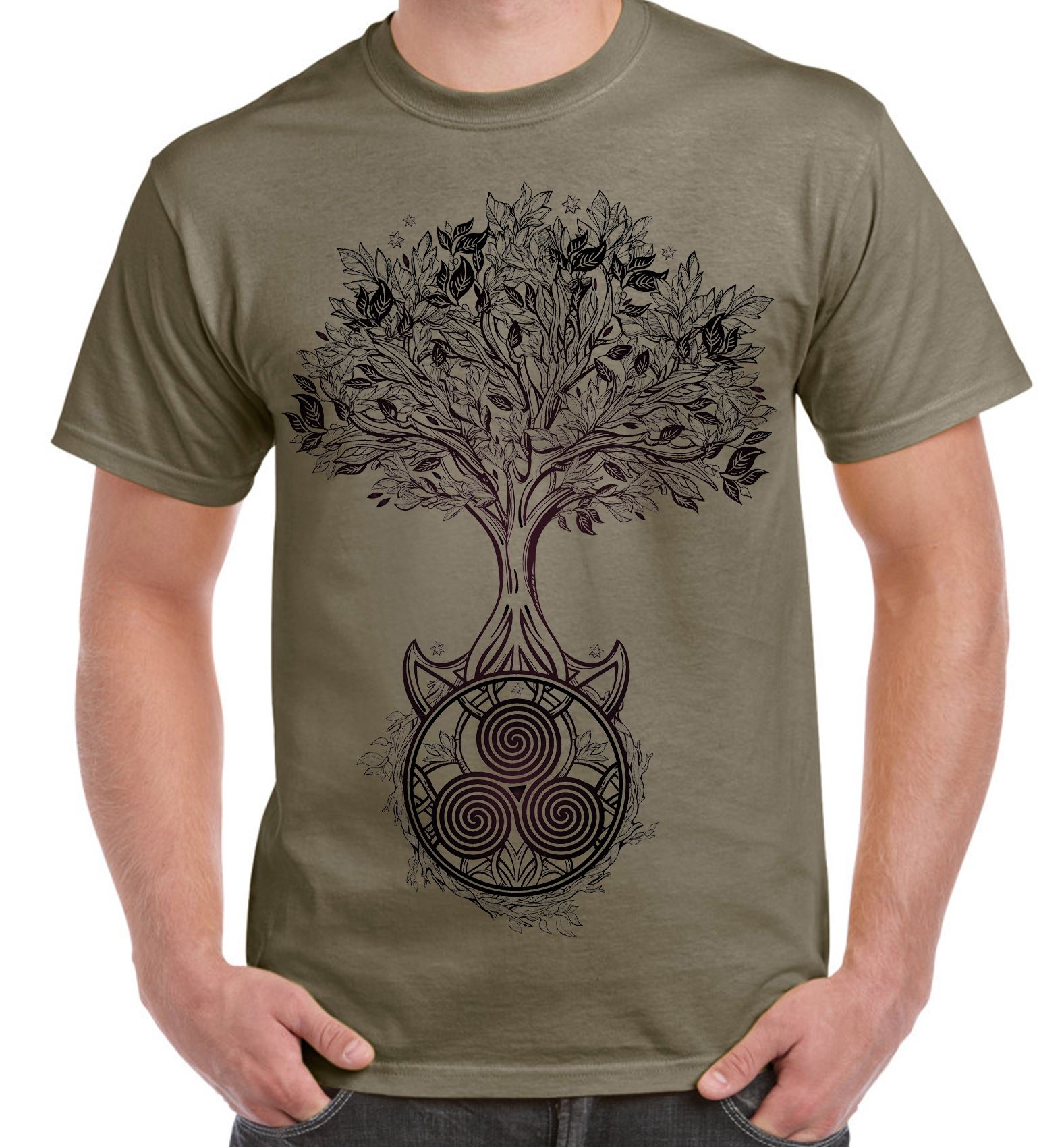 Celtic Spiral Tree of Life Large Print Men's T-Shirt - Druid Wicca Pagan - Picture 6 of 7