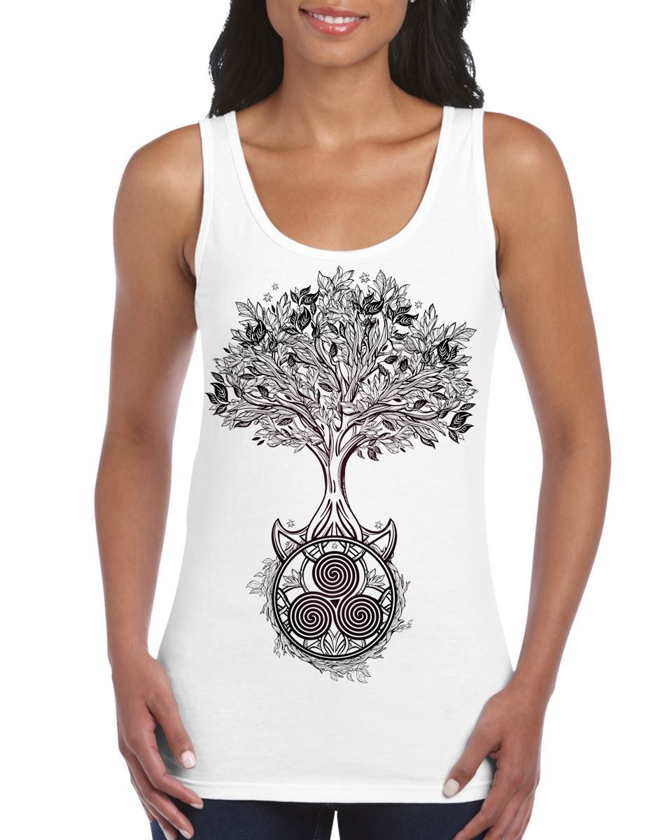 Celtic Spiral Tree of Life Women's Vest Tank Top - Druid Wicca Pagan - Picture 4 of 4