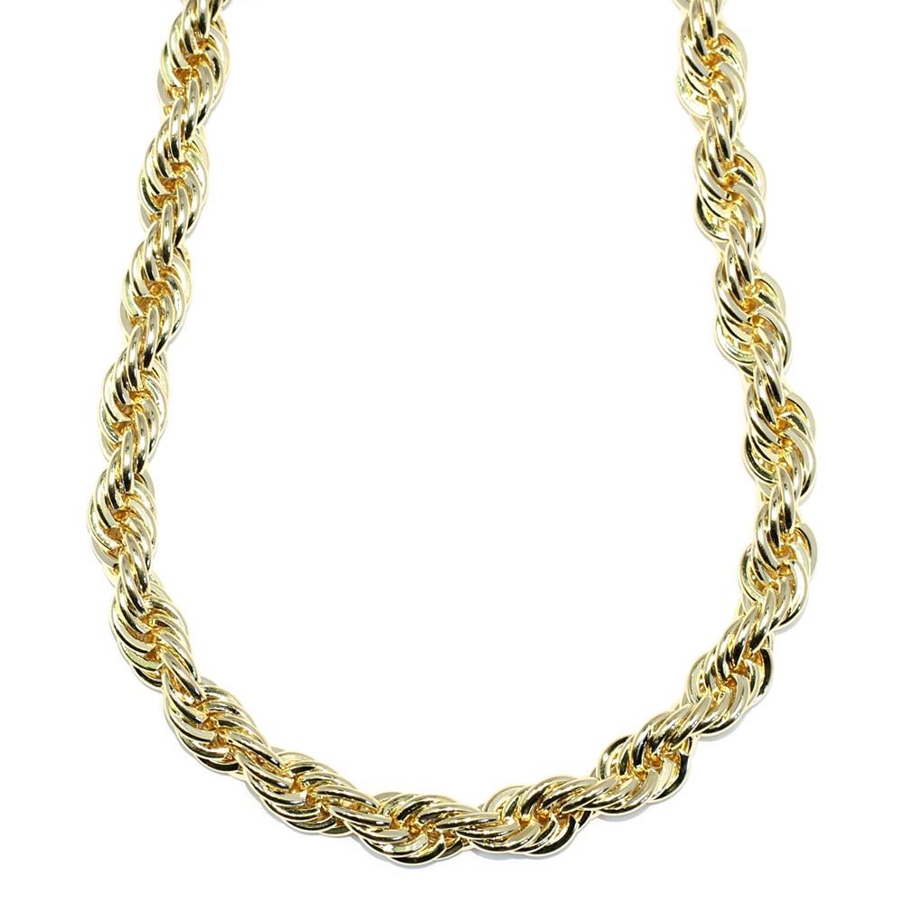 18K Gold Plated Rope Chain Necklace 8mm x 30 Inches Stainless