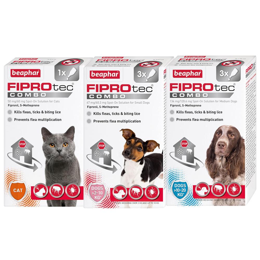 Beaphar FIPROtec COMBO For Small Dogs (2-10kg) | Flea & Tick Treatment | Vet Strength | 3 Pipettes | Buy Now With Express International Delivery